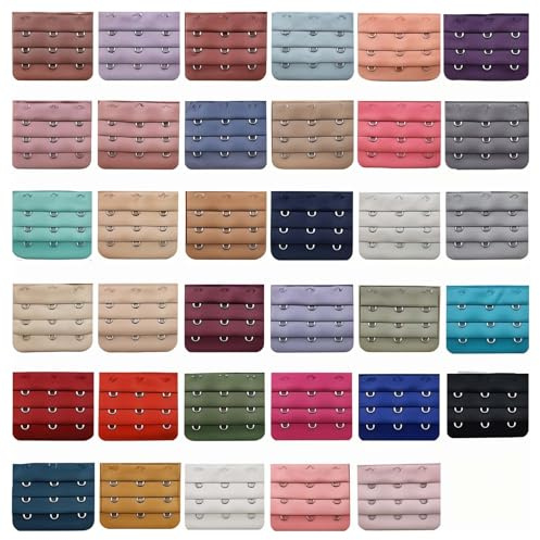 Sorcristy Elastische Bh-Rückenschnalle, Bh Verlängerung, Bunte Bh Erweiterung, 35 Stück Damen Bh-Verlängerer 3 Haken, Elastisches Verlängerungsband Fur Damen Und Mädchen (35 Farben)