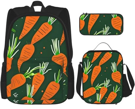 OXKGHHO Happy Carrot Print - Mochila de trabajo con lonchera aislada, correas ajustables, para gimnasio y uso diario, Negro -, Talla única