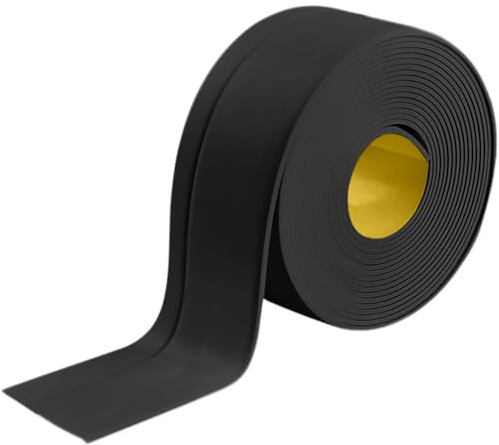 Weichsockelleiste Selbstklebend Schwarz, 50 x 20mm, 5m | PVC, Flexible Knickleiste, Küchenabschlussleiste, Für Badewannen, Badezimmer, Küche