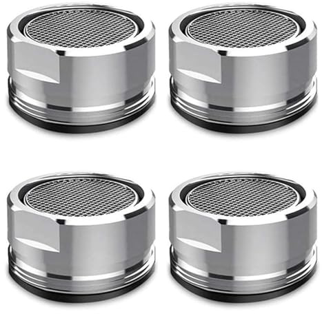 4 Pack M24 Faucet Aerators, Stainless Steel Water Saver Tap Aerators, Replacement Filter Mesh Spout Heads with Sealing Rings, Anti-Splash Flow Regulator for Kitchen Bathroom Sink Faucets, Silver