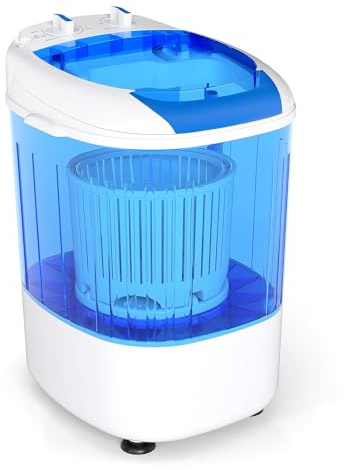 HOMFME 2 in 1 Mini Washing Machine, Portable Single Washing Machine and Dryer with Timer, Spin Tub, Drain Hose, Compact Laundry Machine Small Washer for Camping RV Dorm Apartment (Blue)