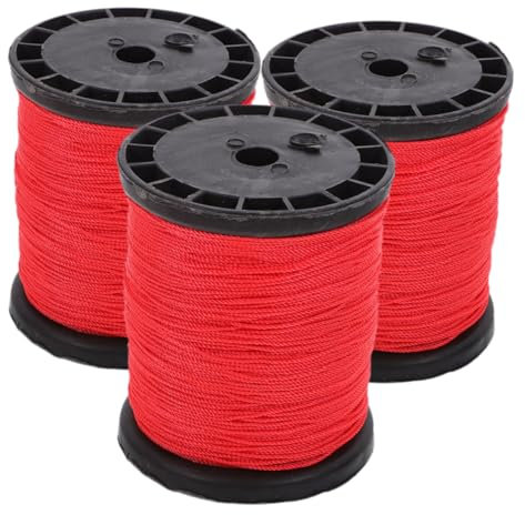 BESTYASH 3 Rolls Masonry Nylon String Line, Twisted Construction Twine for Masonry Jobs, Sturdy Red Nylon Cord for Building Sites and Bricklaying Outdoor Use