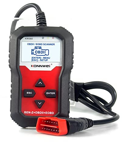 KONNWEI KW360 OBD2 diagnosegerät, Auto Auslesegerät Motor-Fehlercode lesen,EPB ABS SRS OBD TPS Zurücksetzen Reset Tool,OBDII/EOBD-Scanner,OBDII-KFZ Diagnosegerät für Mercedes-Benz–Komplettsystem Tool