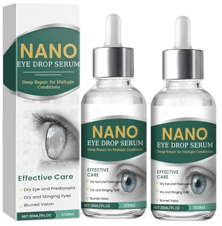 Suero Nano Eye Drops, 2025 New Eye Drops, alivia la fatiga ocular, líquido hidratante de larga duración para ojos secos, para el cuidado de los ojos, suave y eficaz. (2pcs)