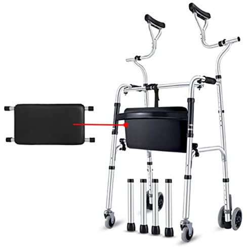 Déambulateur Cadre De Marche Pour Avant-Bras Avec Support D'Aisselle, Léger Et Pliable Avec Roues Réglables En Alliage D'Aluminium Épais, Auxiliaire De Rééducation Pour Personnes Âgées Handi