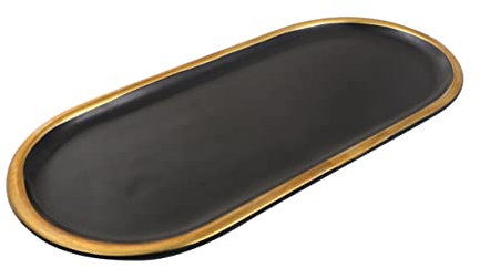 SAFIGLE Plateau à Bijoux Chic en Porcelaine Noire, Petit Format, Style Nordique, Plateau de Présentation Polyvalent pour Bijoux et Assiette à Dessert, Décoration Maison Élégante