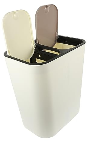 Cabilock Poubelle Cuisine à Double Compartiment en Pp Grand Volume, Couvercle Anti-odeur, Maison Toilettes, Design Simple et Pratique