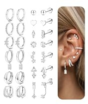 Dochais 13 Paia Orecchini Oro Donna Orecchini Acciaio Chirurgico Piercing Orecchio a Cerchio Argento Piercing Helix Trago Conch Piercings Ipoallergenica Multi Piercings Orecchio