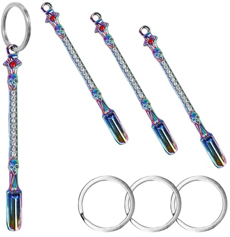 Chtaoxin Mini Shovel Spoon 4 Sets, Metal Measuring Spoons, Necklace Tiny Salt Spoon Tableware to Carry for Filling Salt Spices, Ground Coffee, Glitter Mica Powder