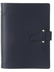 VMDVBNA notebook Leather Rings Notebook A7 Spiral Diary Brass Binder Journal Sketchbook Agenda Planner Stationery(Black-A7)