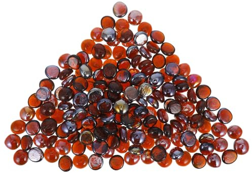 SHOWERORO Cuentas de Vidrio Macadán para Fogatas 16-19 MM Decorativas Marrón 1 Kg Piedras para Peceras Jardinería y Manualidades Resistentes al Fuego para Braseros Interiores y