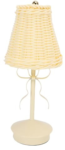 Fockety Lámpara de mesita de noche para dormitorio, vintage de ratán, inalámbrica, recargable, táctil, con lazo, regulable en 3 modos, para mesita de noche, sala de estar (WHITE)