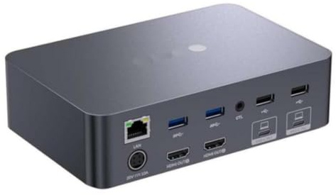 KVM Switch Dock 2 Monitors 2 Laptops 4K Display Dual Monitor 2 USB C Ports 60W PD 1G Ethernet Compatible With IDock C20