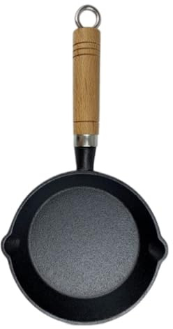 INOOMP Sartén Mini de Hierro Fundido 13Cm para Freír Mango Sólido Utensilio de Cocina para Uso Doméstico y Actividades al Aire Libre