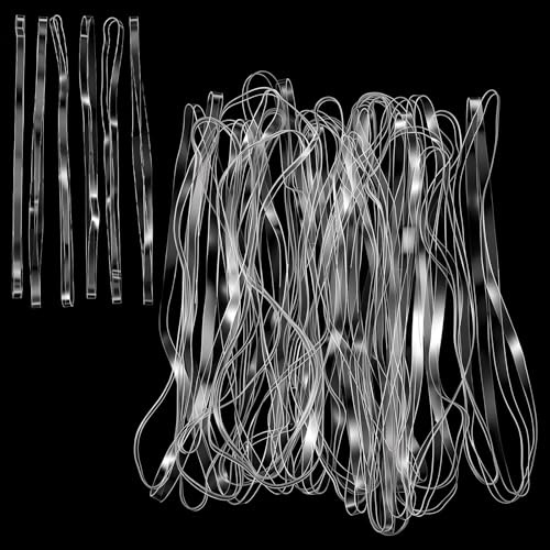 50Pcs Large Clear Rubber Bands, 200x5mm/7.87x0.2in (Folded Perimeter x Width) Big Rubber Bands, Heavy Duty TPU Elastic Band for Garbage Can, Office Supplies, Crafts, Balloon Arch, File Folders