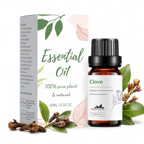 Aceite Esencial de Clavo 10ml, 100% Puro y Natural, Aceite Aromático para Aromaterapia, Difusor, Masaje, Ambientador & Bienestar