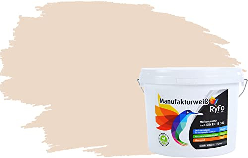 RyFo Colors Bunte Wandfarbe Manufakturweiß Wollweiß 3l - weitere Weiß Farbtöne und Größen erhältlich, Deckkraft Klasse 1, Nassabrieb Klasse 1