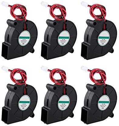 Jopto 6Pcs 3D Printer Cooling Blower Fan DC 12V 50 x 50 x 15mm 5015 Blow Radial Cooling Fan 2Pin Accessories Hot End Extruder Compatible with RepRap i3 3D Printer Cooler Heat Sinks
