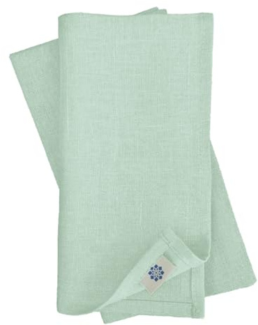 Linen & Cotton Set med 4 Olika Färger Linneservetter Servetter Textil Tyg Hygge - 100% Linne, Ljusblå/Blå (45 x 45 cm) Tygservetter Kvadrat Små för Hem Kök Matbord Sommar Fester Inomhus Utomhus