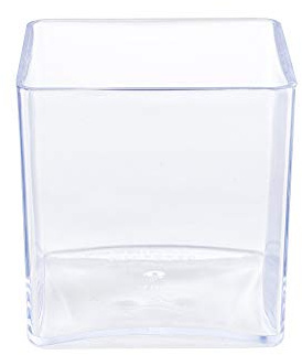 Simply Elegant Floral Cube Flower Vase Acrylic Centerpiece Plastic Office Supply Pencil Container (7x7)