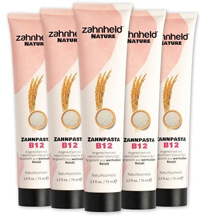 Zahnheld Nature Vitamin B12 Zahnpasta ohne Fluorid & Mikroplastik, vegan | 75ml Zahncreme mit Kokosöl & Menthol für Zähne & Zahnfleisch, Zahnreinigung & Mundhygiene