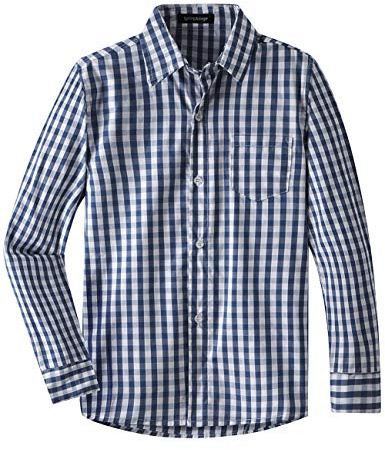Spring&Gege Jungen Langärmliges Kariertes Popeline-Hemd, Gingham Hemd für Kinder