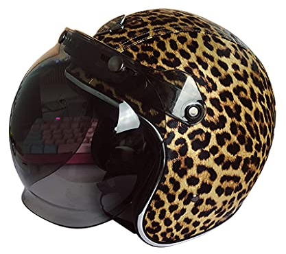 DCLINA Leopard blommig öppen ansiktsmask hjälm vintage stil motorcykel 3/4 halvhjälm DOT godkänd motorcykel krasch hjälm med visir lins män kvinnor retro scooter ljus street moped hjälm för vuxna