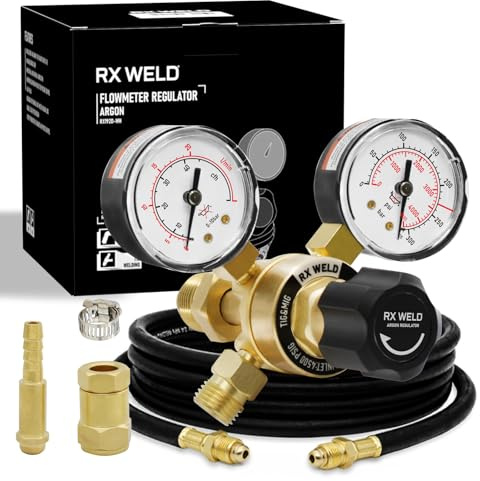 RX Weld Argon Regulators Gauges Gas Welding, Regulator for MIG and TIG, CGA580 Inlet Connection