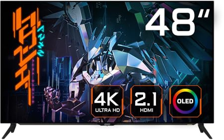 GIGABYTE AORUS FO48U 48” Monitor de Juego Pro 4K - 3840 x 2160 (UHD), 120Hz, 1ms, 150 CD/m2, FreeSync Premium Pro, High Dynamic Range 10 (HDR10), HDMI 2.1, Displayport 1.4