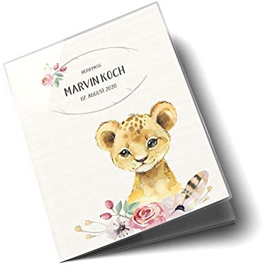 Olgs Reisepasshülle Wildnis Löwe, Ausweishülle Schutzhülle für Dokumente & Reisepass personalisiert mit Namen