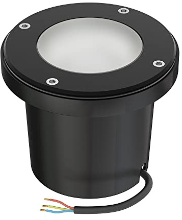 ledscom.de Bodeneinbauleuchte BOFU für außen, IP67, schwenkbar, schwarz, rund, 150mm Ø; inkl. GU10 LED 630lm weiß