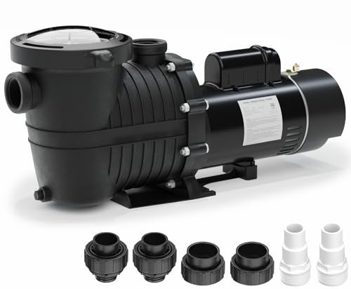 Pipopa 2hp Pool Pump Above Ground & Inground | Dual Voltage | 4860GPH Flow | 48ft Head Lift | Swimming Pool Pump for Above Ground & Inground Pools | 115V/230V AC 60HZ