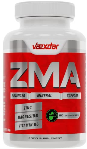 Vaexdar | ZMA Magnesio Zinc y Vitamina B6 | Alta Concentración | 60 Cápsulas Vegetales | Recuperación Muscular y Mejora del Sueño | Zinc Magnesio B6 | 2 Meses de Duración