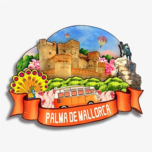 Orlybar Imán para nevera Palma de Mallorca España, colección de madera, 3D, hecho a mano, recuerdos, ciudad, recuerdos, decoración del hogar, regalo -624