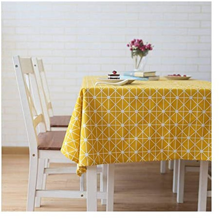 EHOMERY Nappe Table Basse Impermeable Nappe Rectangulaire 6 Couverts Motif en Treillis Nappe Table Longue Nappe Toile Cirée Rectangulaire Jaune Décoration De Protection De Table 90X90Cm
