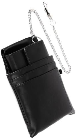 CAMPALO Kellnerbörse mit Kette Schwarz Kellner Geldbeutel Bedienungsgeldbeutel für Gastro, Taxi & Service Kellnerportemonnaie mit Tasche Geldbörse für Kellnertasche Taxibörse Holster