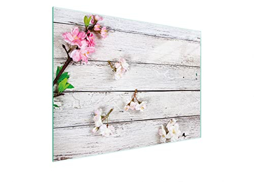 DarHaus Herdabdeckplatte 1 Teilig 30x22 cm Ceranfeldabdeckung Küche Elektroherd Induktion Herdschutz Spritzschutz Glasplatte Schneidebrett, Holz Orchidee