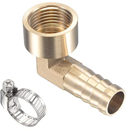 M METERXITY Ottone Tubo Portagomma Raccordi - 90 Gradi Gomito 14mm Ottone Tubo Connettore con Tubo flessibile Fascette Applicare a Acqua (G1/2 Femmina Filettatura)