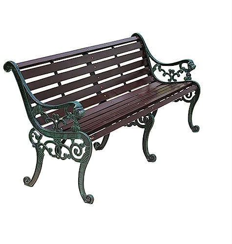 XIAOZHUANGXIONG Gartenbank Metall Wetterfest Modern, Parkbank, Terrassenstuhl Mit Struktur aus Gusseisen und Hartholz, Liebessitz, Perfekt for Hinterhof, Terrasse, Rasen, Pool (Size : 120cm)