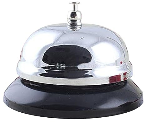 2 UR DOOR Stainless Steel Ring Bell - Modern and Professional Silver Concierge Wireless Ringer - for Kitchen, Drama Play, Restaurant, Bar, Reception Desk, and Waiter Shop - 3.35inch Size