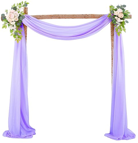 SASIGAYA Querbehang Freihanddeko Lila Chiffon Vorhang Hochzeit Querbehänge 75x1000cm Fensterdekoration Transparentem Hochzeitsbogen Dekostoff Tüll Dekorationen für Fotografie Party Hochzeit