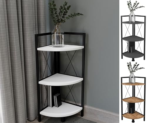 VCM Holz Metall Eckregal Aufbewahrung Stand Regal Bücherregal Deko Bücher Standregal Insasi 2