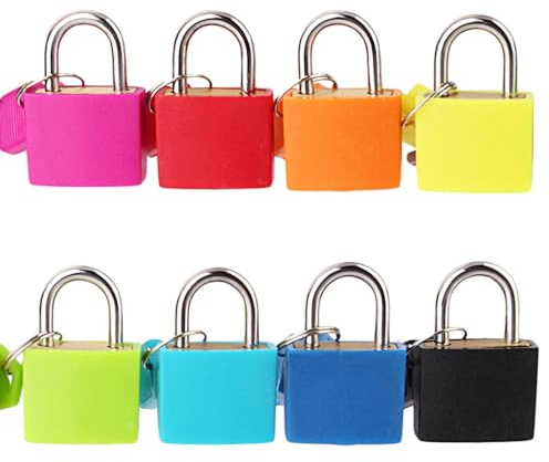 KEYRI 8 Stücke Gepäckschlösser mit Schlüssel Mini Vorhängeschloss Klein Kofferschloss Farbige Gepäckschloss Sicherheitsschloss Kleines Schloss Schlüssel für Gepäck Reisetaschen Koffer