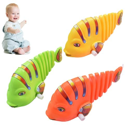 AWAVM 3PCS Wind-Up Fish Set – Fun & Interactive Land Play for Kids, Toddlers, and Pets, Engaging Crawling Plaything