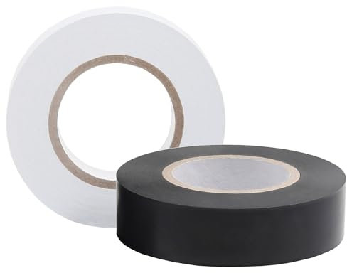 Yiapinn Black Insulation Tape, 19mm x 20m Electrical Waterproof White Insulating Tape, PVC Strong Self-Adhesive Stretching for Wiring Projects,Repairing