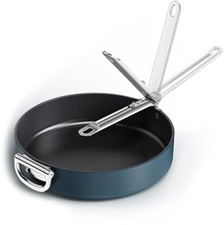 Joseph Joseph Space Padella antiaderente da 30 cm (12) con manico pieghevole, compatibile con l'induzione