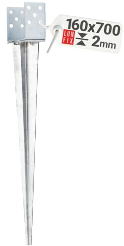 Manicotto di ancoraggio a terra regolabile 0-160 mm, zincato a caldo, lunghezza 700 mm