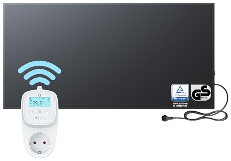 BR Bringer Infrarotheizung 1200 Watt - mit Smart Thermostat und App - Infrarot Elektroheizung Energiesparend - TÜV & GS - Deutsche Qualitätsmarke (schwarz)