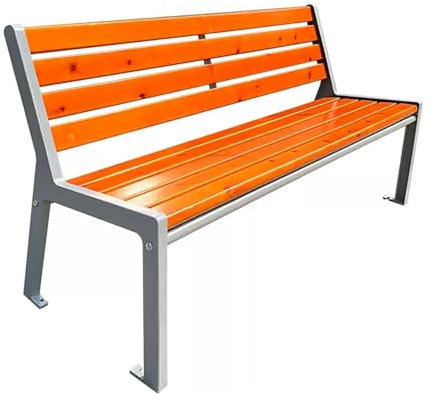 SORVA Gartenbank, Park-Terrassenbank für den Außenbereich, Metallbank mit Aluminiumgussrahmen, Bank mit Holzrückenlehne, Bankstuhl für 2 Personen auf der Veranda, Sitzmöbel für den Garten, für den