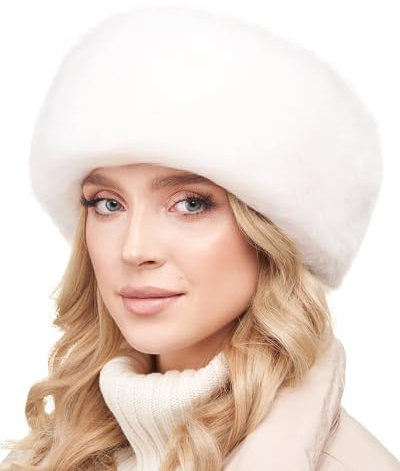 Futrzane Siberian Stirnband - Pelz Stirnband Damen - Winter Ohrenwärmer Fell - Größe XS (Weiß Siberian)